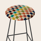Mid Century Modern Checkerboard Stripes Check Pattern Stool Gallery Image 2