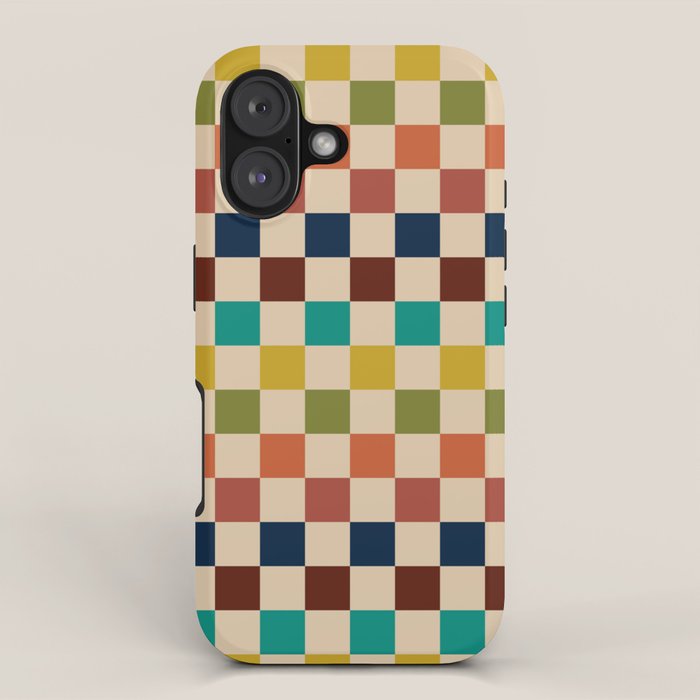 Mid Century Modern Checkerboard Stripes Check Pattern iPhone Case Gallery Image 1