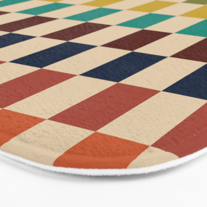 Mid Century Modern Checkerboard Stripes Check Pattern Bath Mat Gallery Image 3