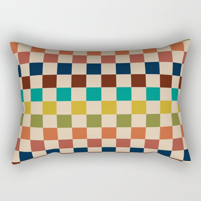 Mid Century Modern Checkerboard Stripes Check Pattern Rectangular Pillow Gallery Image 2
