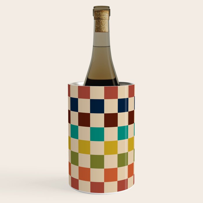 Mid Century Modern Checkerboard Stripes Check Pattern Wine Chiller Gallery Image 3
