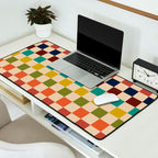 Mid Century Modern Checkerboard Stripes Check Pattern Desk Mat Gallery Image 2