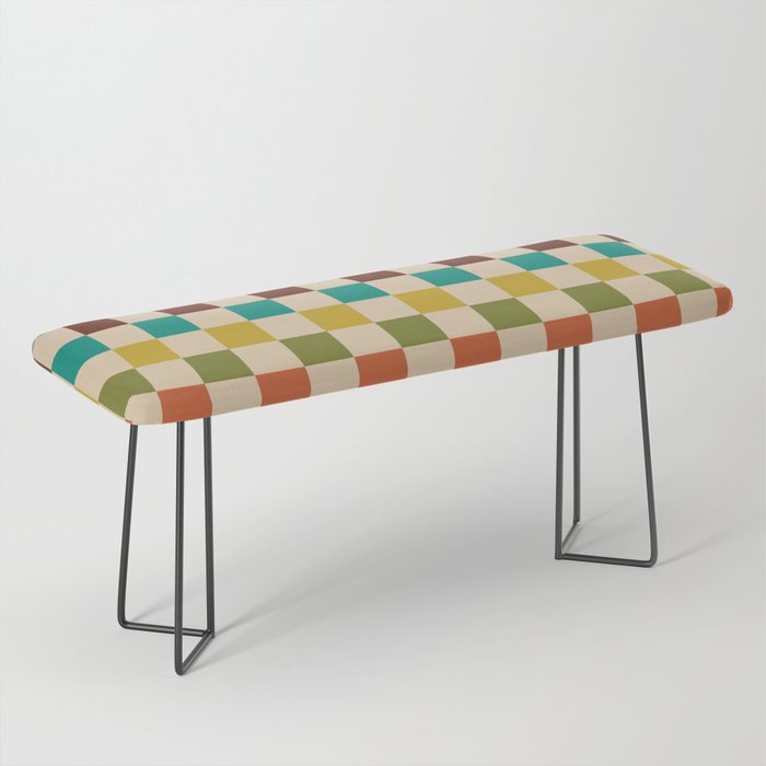 Mid Century Modern Checkerboard Stripes Check Pattern Bench Gallery Image 1