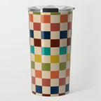 Mid Century Modern Checkerboard Stripes Check Pattern Travel Mug Gallery Image 1