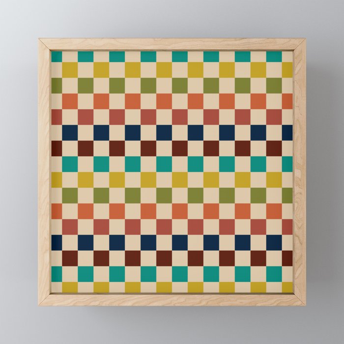 Mid Century Modern Checkerboard Stripes Check Pattern Mini Art Print Gallery Image 1
