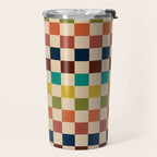 Mid Century Modern Checkerboard Stripes Check Pattern Travel Mug Gallery Image 2