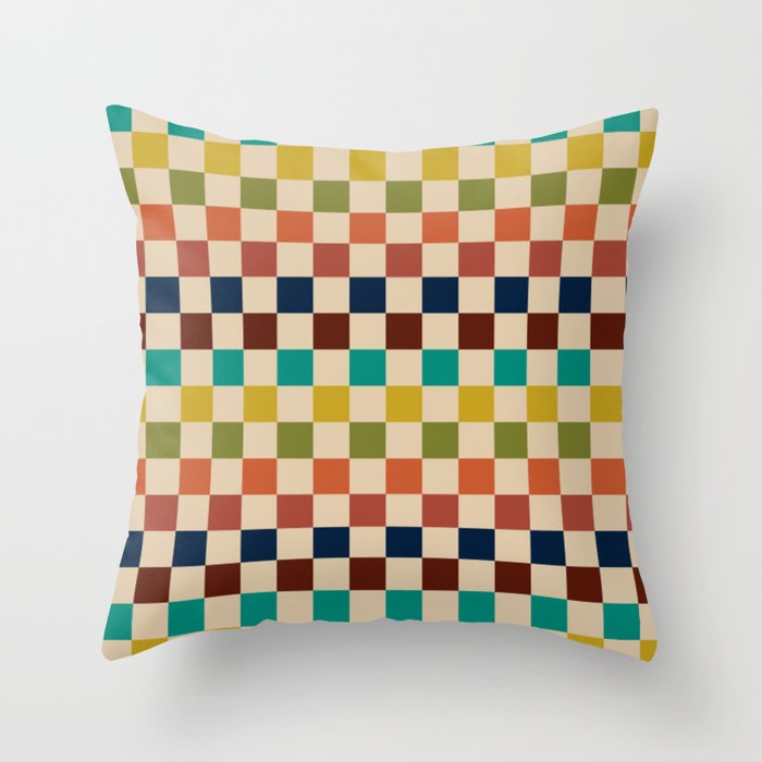Mid Century Modern Checkerboard Stripes Check Pattern Throw Pillow Gallery Image 6