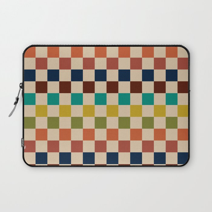 Mid Century Modern Checkerboard Stripes Check Pattern Laptop Sleeve Gallery Image 1
