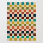 Mid Century Modern Checkerboard Stripes Check Pattern Poster Gallery Image 4