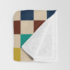Mid Century Modern Checkerboard Stripes Check Pattern Throw Blanket Gallery Image 3