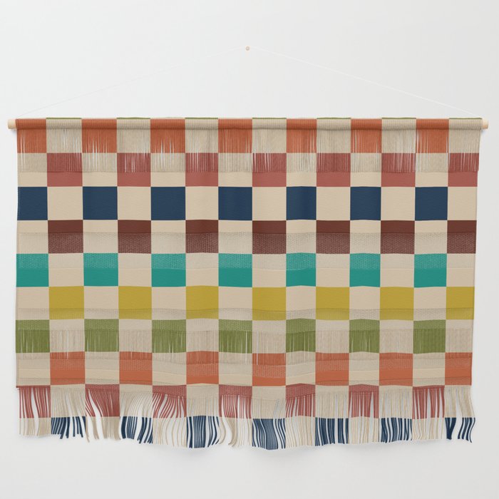 Mid Century Modern Checkerboard Stripes Check Pattern Wall Hanging Gallery Image 1
