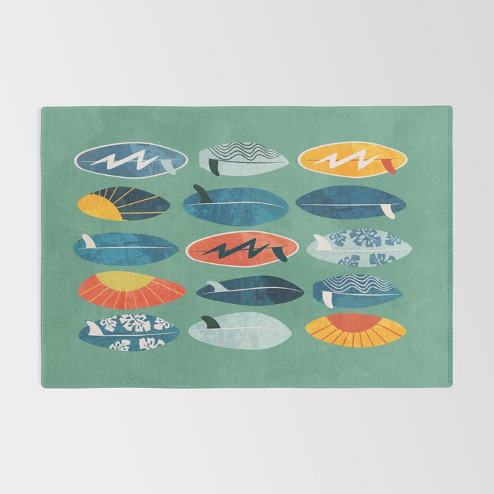 Surfboard green  Rug Gallery Image 2