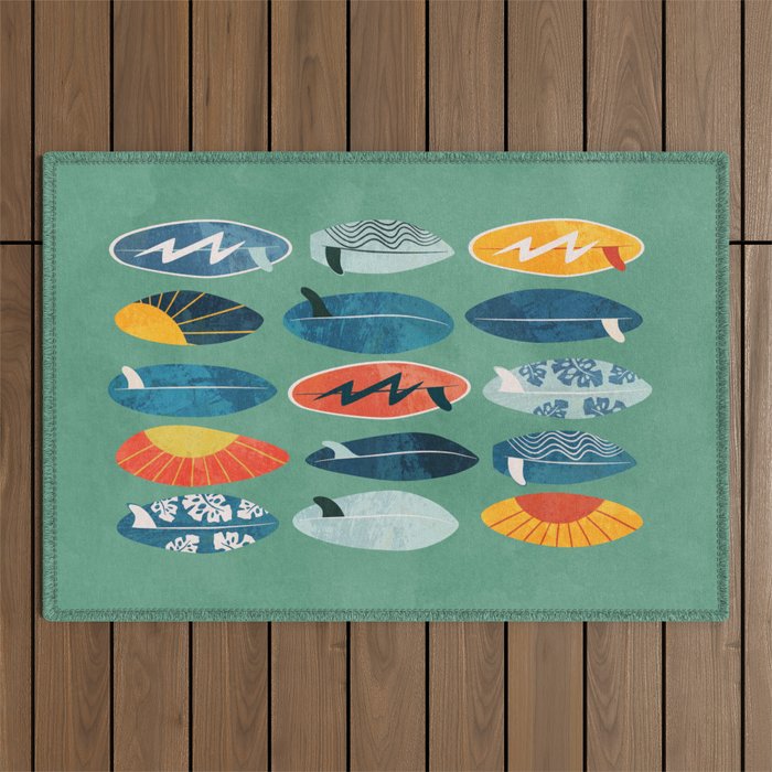 Surfboard green  Outdoor Rug Gallery Image 1