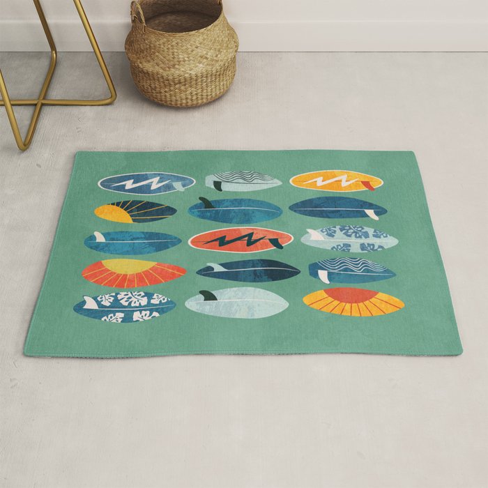 Surfboard green  Rug Gallery Image 1