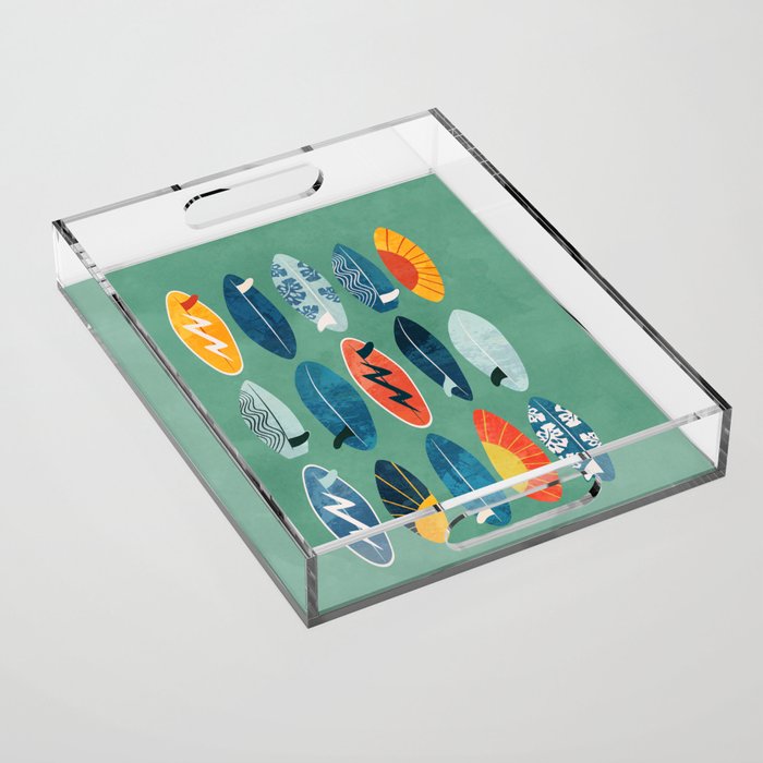 Surfboard green  Acrylic Tray Gallery Image 1