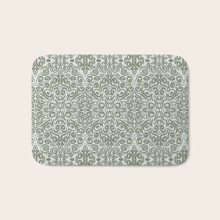 Vintage Green Spirals Bath Mat Gallery Image 1