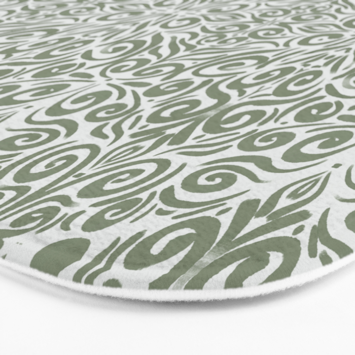 Vintage Green Spirals Bath Mat Gallery Image 3