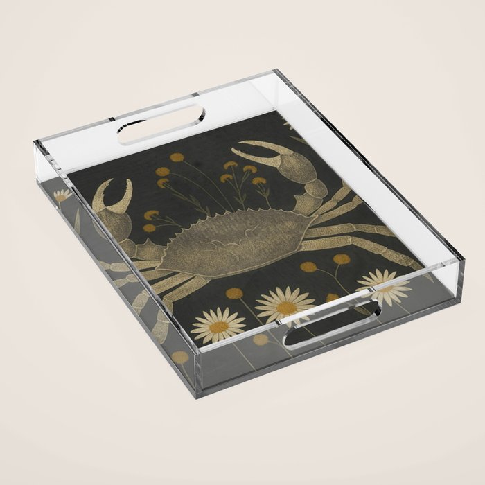 Crab with Daisies Acrylic Tray Gallery Image 1