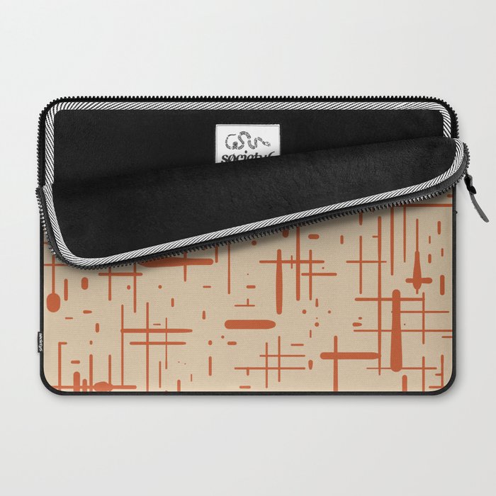 Mid-Century Modern Kinetikos Pattern in Beige and Burnt Orange  Laptop Sleeve Gallery Image 2