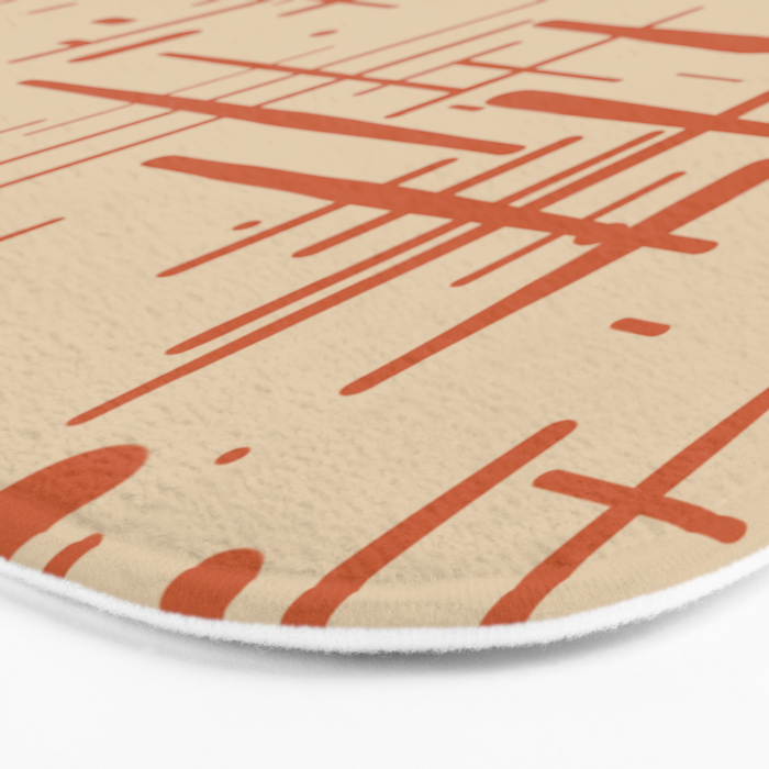 Mid-Century Modern Kinetikos Pattern in Beige and Burnt Orange  Bath Mat Gallery Image 3