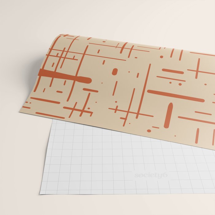 Mid-Century Modern Kinetikos Pattern in Beige and Burnt Orange  Wrapping Paper Gallery Image 2