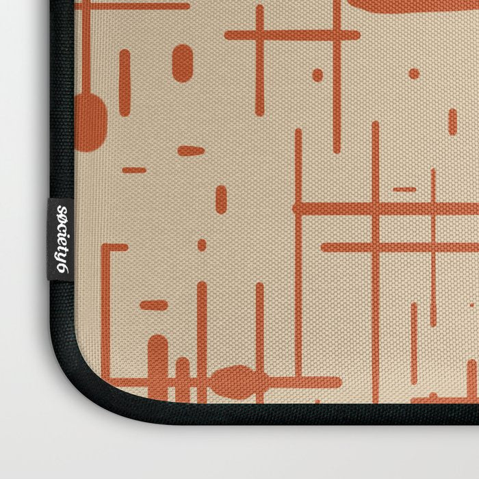 Mid-Century Modern Kinetikos Pattern in Beige and Burnt Orange  Laptop Sleeve Gallery Image 3