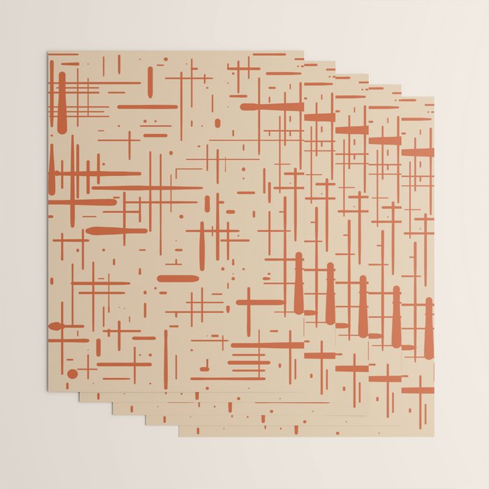 Mid-Century Modern Kinetikos Pattern in Beige and Burnt Orange  Wrapping Paper Gallery Image 3