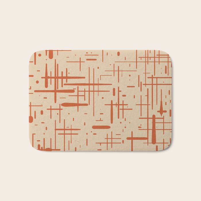 Mid-Century Modern Kinetikos Pattern in Beige and Burnt Orange  Bath Mat Gallery Image 1