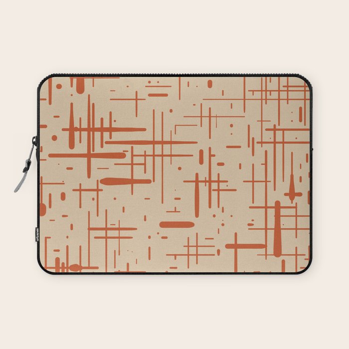 Mid-Century Modern Kinetikos Pattern in Beige and Burnt Orange  Laptop Sleeve Gallery Image 1