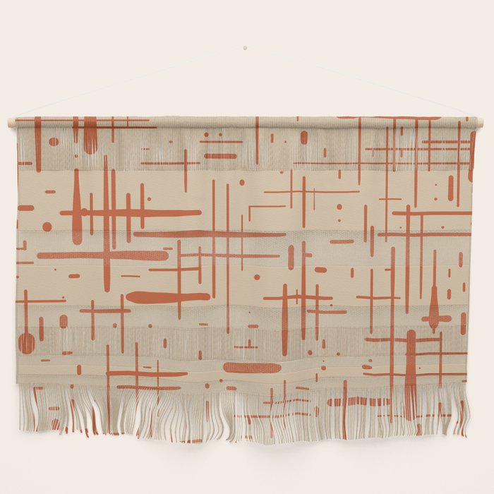 Mid-Century Modern Kinetikos Pattern in Beige and Burnt Orange  Wall Hanging Gallery Image 1