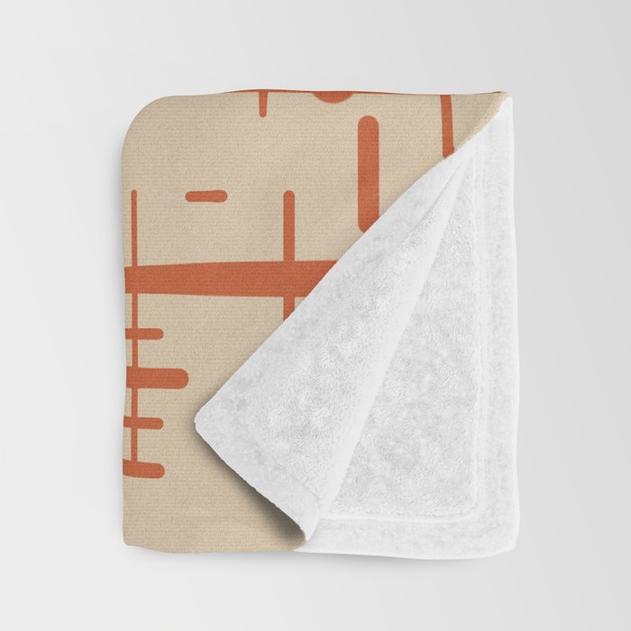 Mid-Century Modern Kinetikos Pattern in Beige and Burnt Orange  Throw Blanket Gallery Image 3