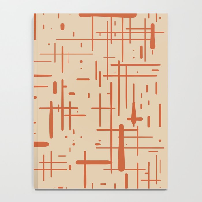 Mid-Century Modern Kinetikos Pattern in Beige and Burnt Orange  Notebook Gallery Image 4