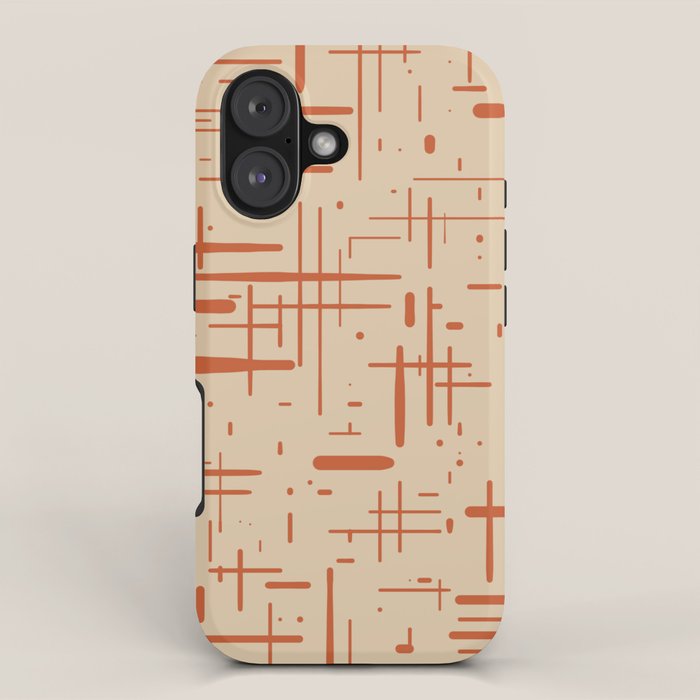 Mid-Century Modern Kinetikos Pattern in Beige and Burnt Orange  iPhone Case Gallery Image 1