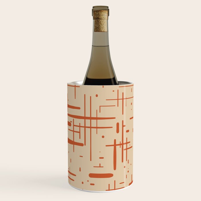 Mid-Century Modern Kinetikos Pattern in Beige and Burnt Orange  Wine Chiller Gallery Image 1