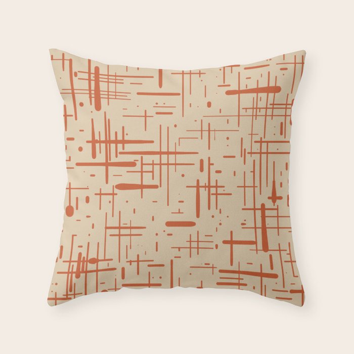 Mid-Century Modern Kinetikos Pattern in Beige and Burnt Orange  Throw Pillow Gallery Image 6