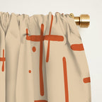 Mid-Century Modern Kinetikos Pattern in Beige and Burnt Orange  Window Curtain Gallery Image 2