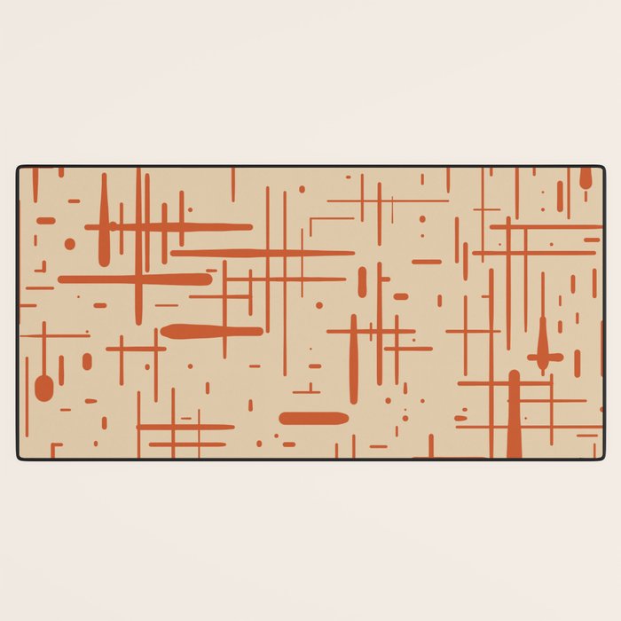 Mid-Century Modern Kinetikos Pattern in Beige and Burnt Orange  Desk Mat Gallery Image 3