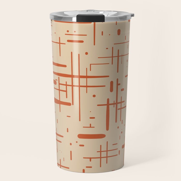 Mid-Century Modern Kinetikos Pattern in Beige and Burnt Orange  Travel Mug Gallery Image 1