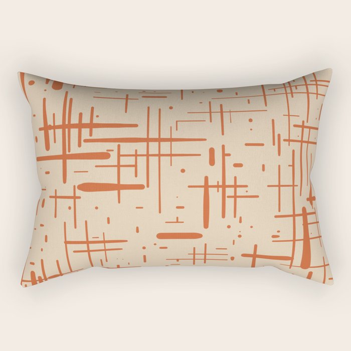 Mid-Century Modern Kinetikos Pattern in Beige and Burnt Orange  Rectangular Pillow Gallery Image 1