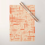 Mid-Century Modern Kinetikos Pattern in Beige and Burnt Orange  Wrapping Paper Gallery Image 1