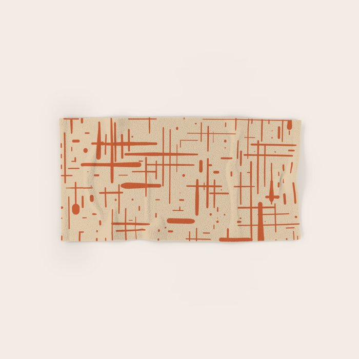 Mid-Century Modern Kinetikos Pattern in Beige and Burnt Orange  Bath Towel Gallery Image 1