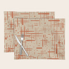 Mid-Century Modern Kinetikos Pattern in Beige and Burnt Orange  Placemat Gallery Image 1