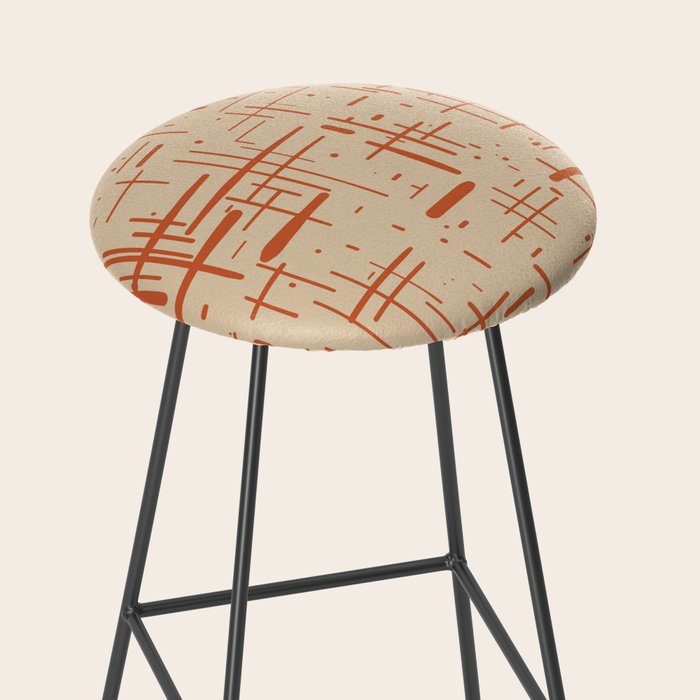 Mid-Century Modern Kinetikos Pattern in Beige and Burnt Orange  Stool Gallery Image 2