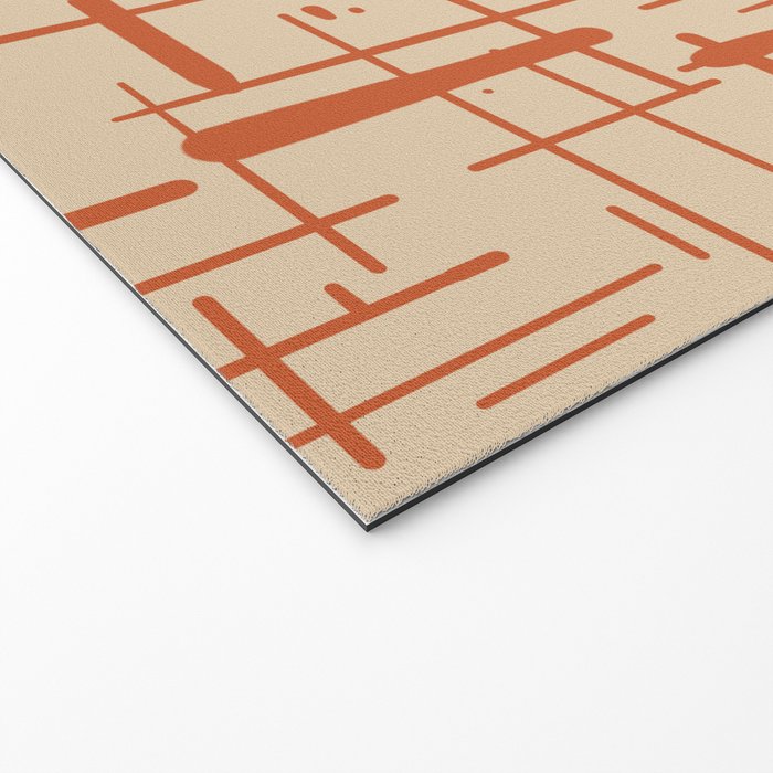 Mid-Century Modern Kinetikos Pattern in Beige and Burnt Orange  Welcome Mat Gallery Image 2