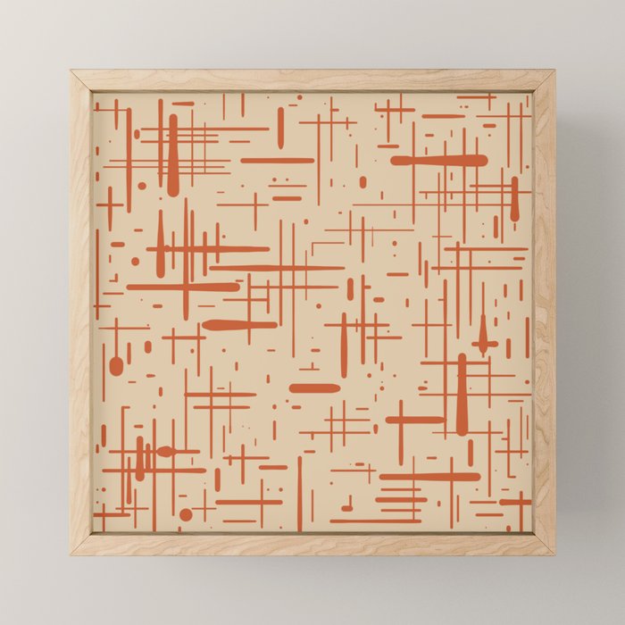 Mid-Century Modern Kinetikos Pattern in Beige and Burnt Orange  Mini Art Print Gallery Image 1