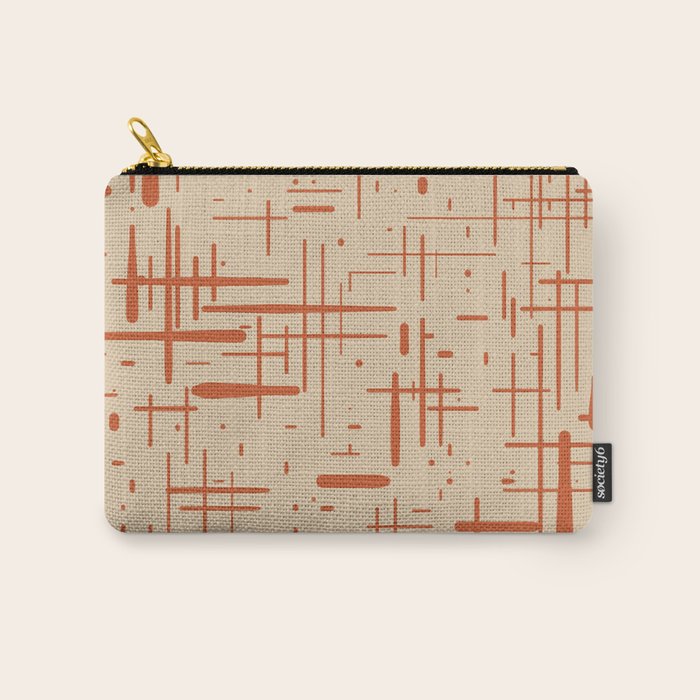 Mid-Century Modern Kinetikos Pattern in Beige and Burnt Orange  Carry All Pouch Gallery Image 1