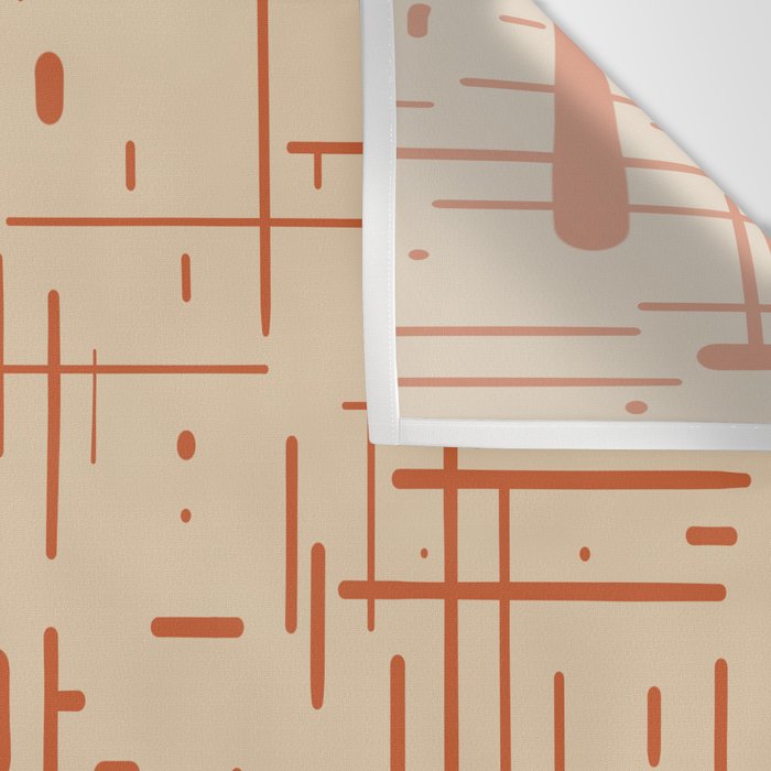 Mid-Century Modern Kinetikos Pattern in Beige and Burnt Orange  Wall Tapestry Gallery Image 3