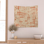 Mid-Century Modern Kinetikos Pattern in Beige and Burnt Orange  Wall Tapestry Gallery Image 2