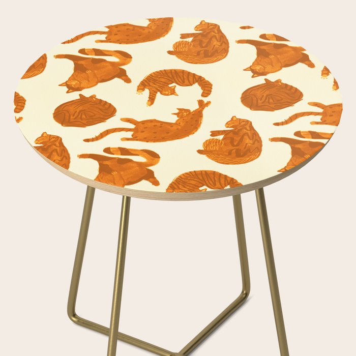 Sleepy Cozy Kitty Cats in Buttercup & Orange Side Table Gallery Image 2