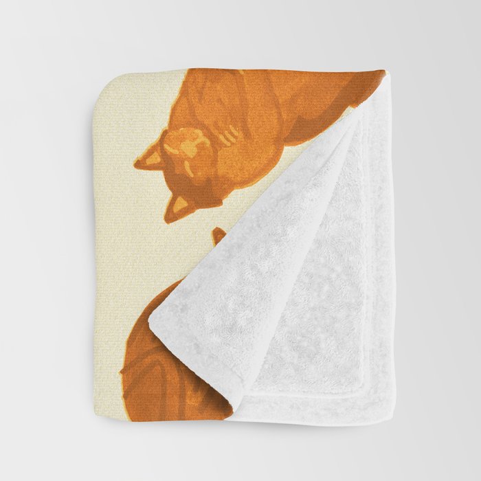 Sleepy Cozy Kitty Cats in Buttercup & Orange Throw Blanket Gallery Image 3